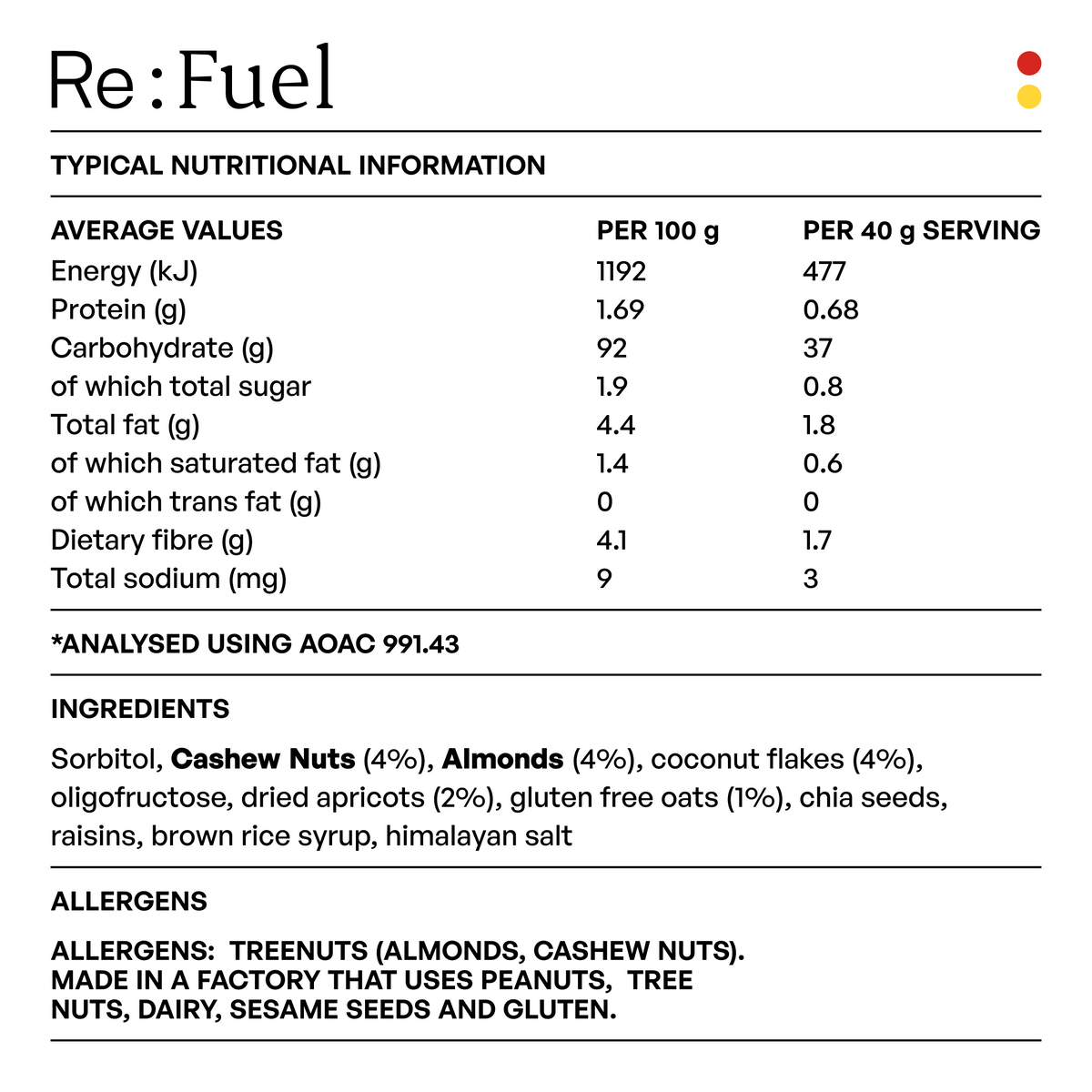 Re:Fuel energy bar (12 per box)